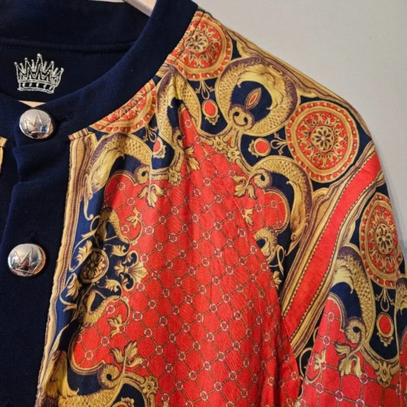 Royalty By Maluma Men's Reversible Multicolor Kaleidoscope Bomber Jacket Medium. - Picture 5 of 14